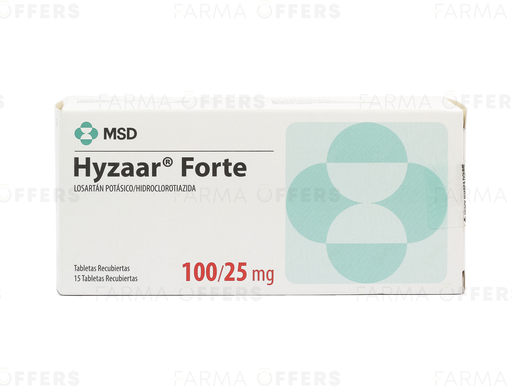 HYZAAR TABL FORTE 25mg/100, 1 de 15 