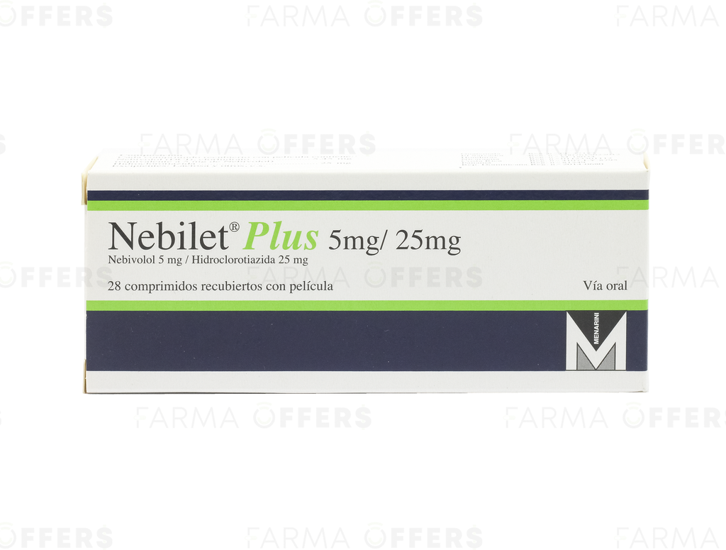 NEBILET PLUS T.REC 25/ 5.00MG, 1 de 28