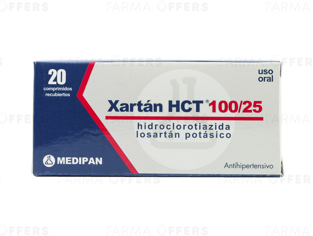 XARTAN HCT TABL RECUBIE 100MG/25, 1 de 20 