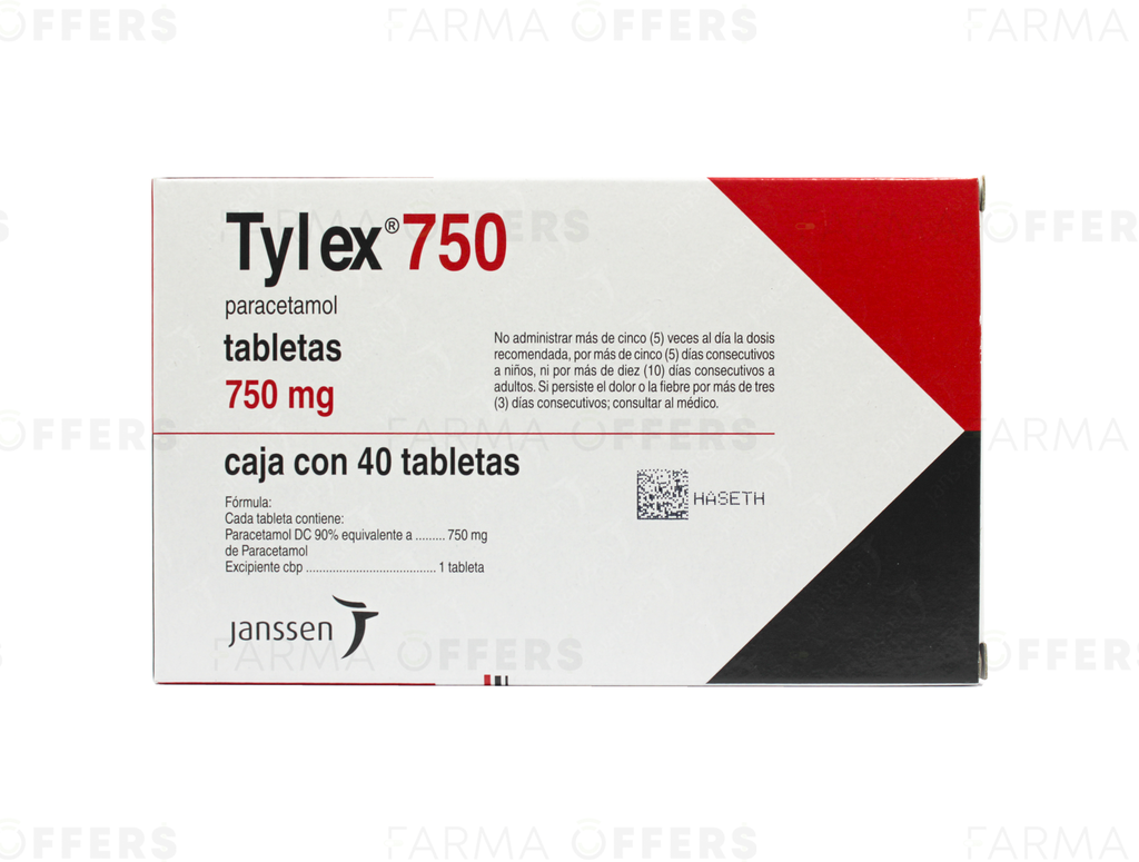 TYLEX TABL 750MG, 1 de 40