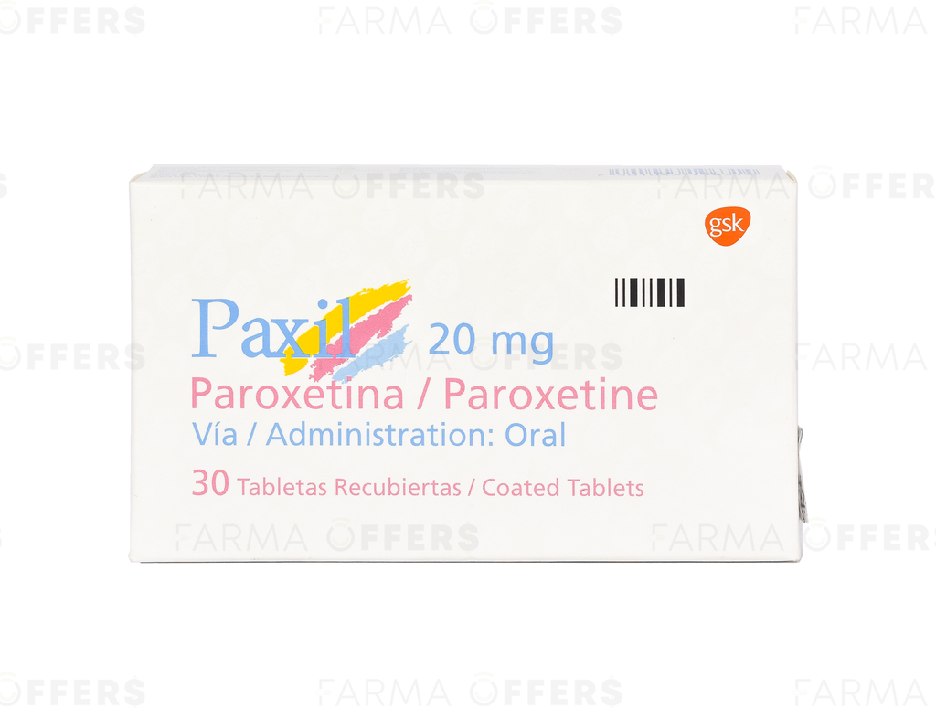PAXIL TABL RECUBIE 20mg, 1 de 30