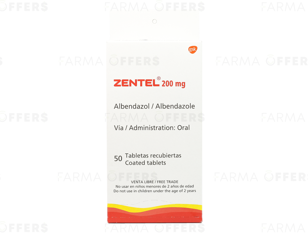 ZENTEL TABL 200MG, 2 de 50
