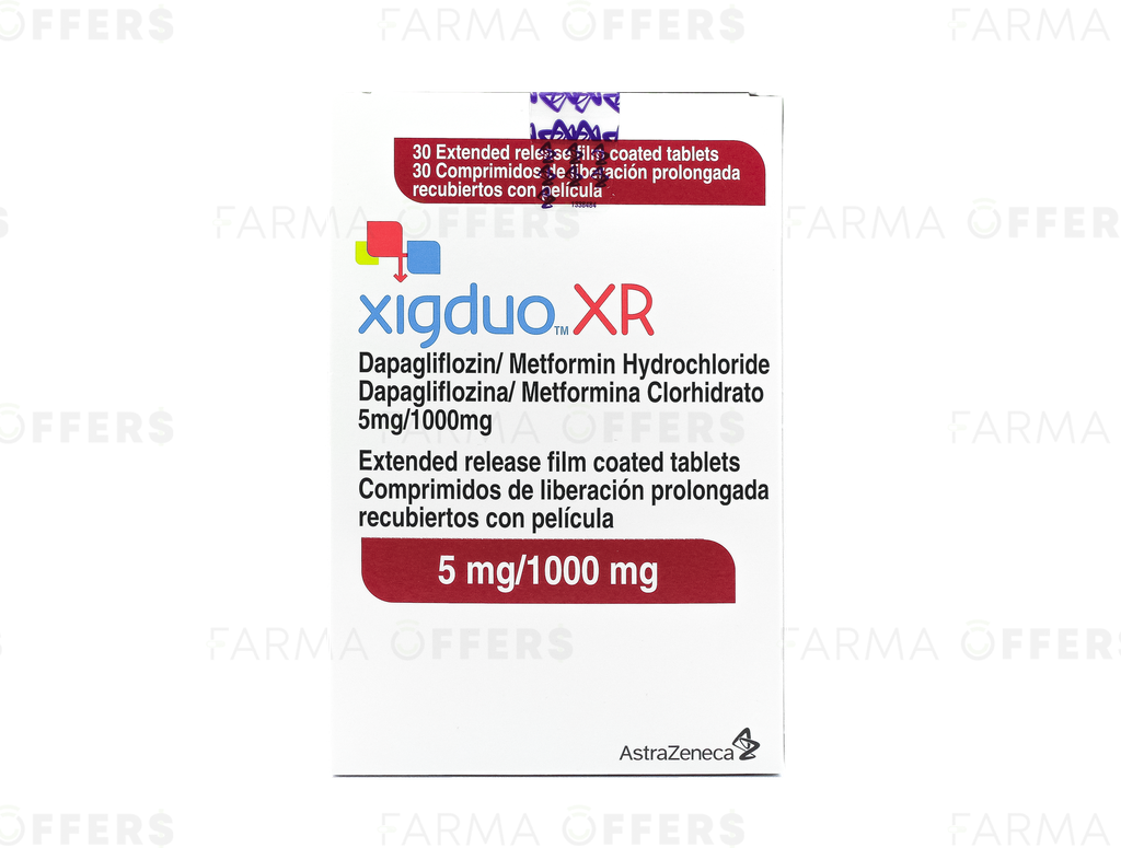 XIGDUO XR TA.REC 5MG/ 1000MG, 1 de 30