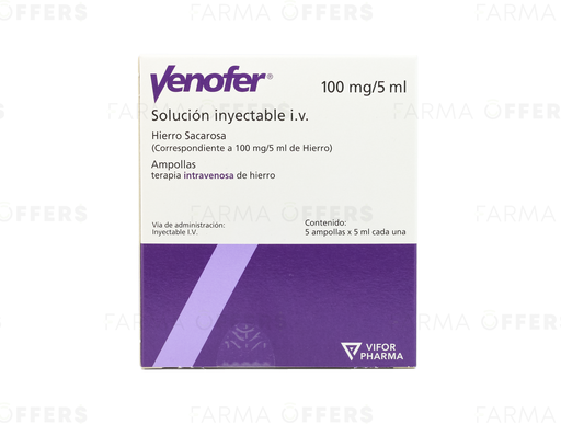 VENOFER A.IV 100MG 5ML 1 DE 5