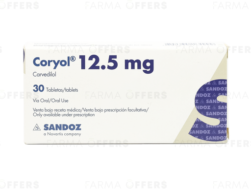 CORYOL TABL 12.5MG, 1 de 30