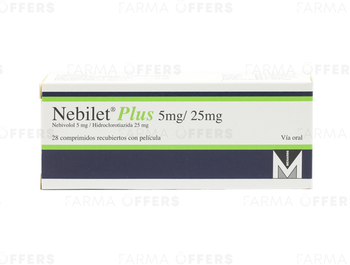 NEBILET PLUS T.REC 25/ 5.00MG, 1 de 28