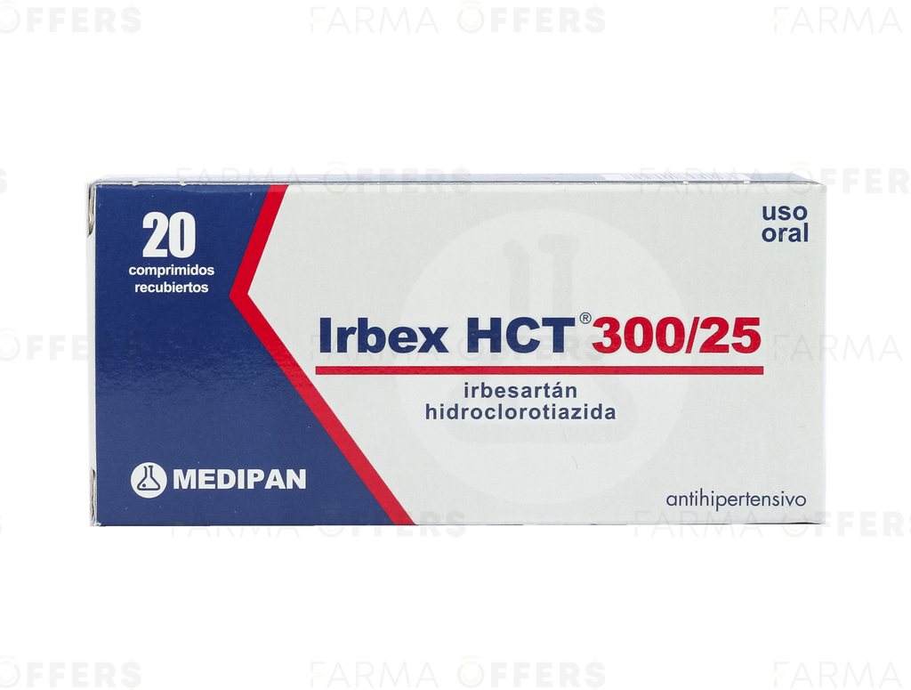 IRBEX HCT COMPR RECUBI 300MG/25, 1 de 20 | Farmaoffers