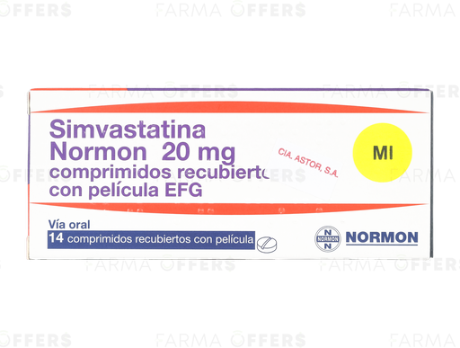 SIMVASTATI-NRM EFG TABL 20mg, 1 de 14