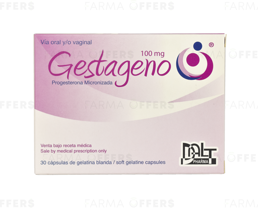 GESTAGENO CAP.BL.GELAT 100MG, 1 de 30