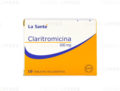 CLARITROMICINA-LST TABL RECUBIE 500MG, 1 de 10