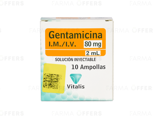 GENTAMICINA AMP I.M 80mg 2ML, 1 de 10