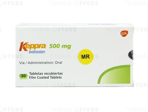 KEPPRA TABL RECUBIE 500MG, 1 de 30