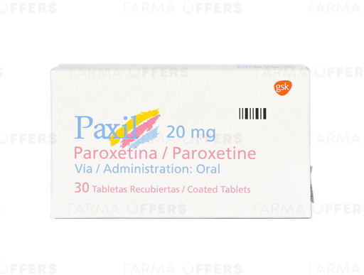 PAXIL TABL RECUBIE 20mg, 1 de 30