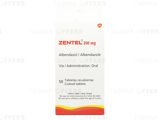 ZENTEL TABL 200MG, 2 de 50