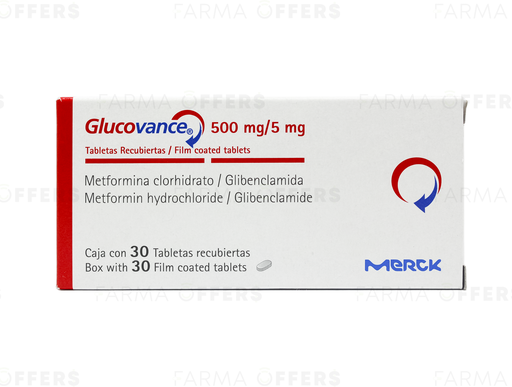 GLUCOVANCE TABL RECUBIE 5.00MG/500, 1 de 30 