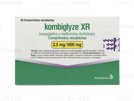 KOMBIGLYZE XR T.REC 2.5MG/ 1000MG, 1 de 28