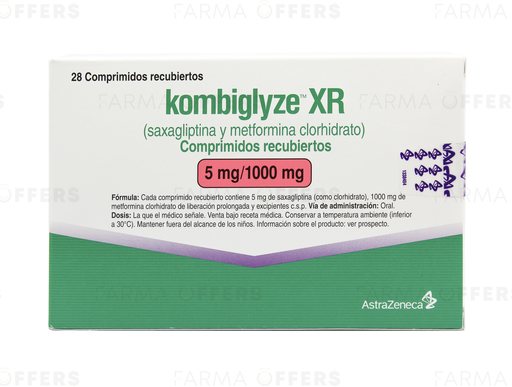 KOMBIGLYZE XR TAB REC 5MG/ 1000MG, 1 de 28